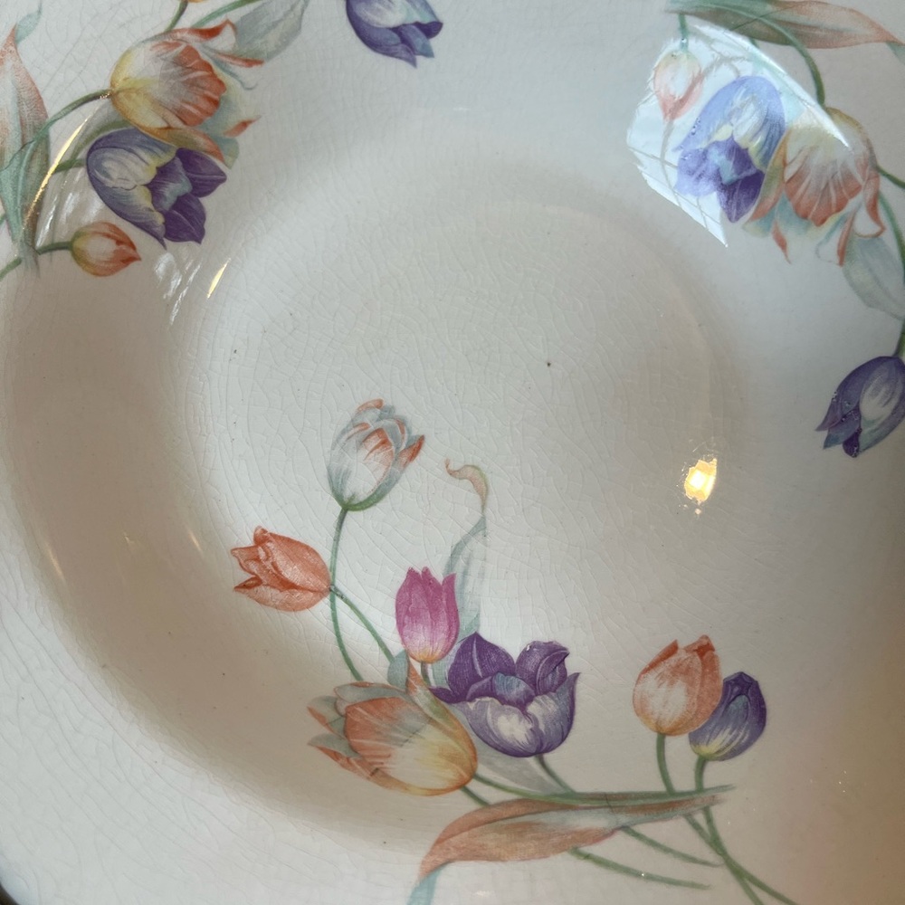 Set of 4 Vintage Pottery Pastel Tulip Square Bowls - Picture 6 of 15